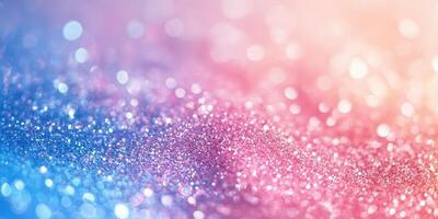 Bright sparkling glitter creates a magical atmosphere with vibrant hues of blue and pink photo