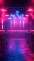 Vibrant nightclub interior with colorful lights and atmospheric fog during an evening dance event photo