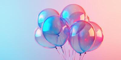 Colorful balloons float against a soft gradient background creating a festive atmosphere for celebrations and events photo