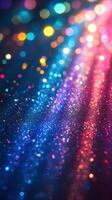 Colorful light reflections create a mesmerizing pattern in a dark setting during the evening photo