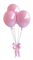 rosado globos atado con un cinta Listo para un celebracion o evento en un festivo atmósfera foto