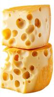 Delicious slices of cheese stacked on each other showcasing texture and color in a bright setting photo