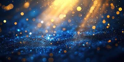Light sparkles dance over a shimmering blue surface during a magical evening event photo