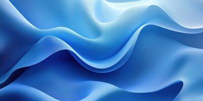 Flowing blue fabric gracefully undulates in soft waves under gentle light in an abstract textile display photo