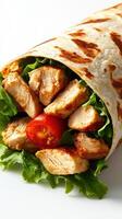 Delicious grilled chicken wrap with fresh vegetables perfect for a quick meal at any time photo