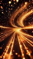 Swirling golden streams of light create a dynamic and mesmerizing abstract design conveying energy and movement photo