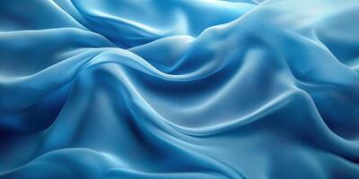 Elegant blue silk fabric with gentle folds creating a smooth texture shown in soft natural light during the day photo