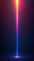 Vibrant vertical light beam piercing through dark space with colorful gradients during a creative art installation photo