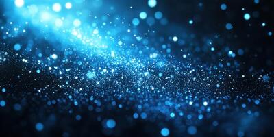 Sparkling blue particles create a mesmerizing effect, resembling a cosmic landscape in a digital art design photo