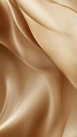 Luxurious smooth golden fabric draping elegantly with soft waves and subtle sheen photo