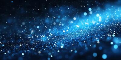 Sparkling blue particles create a magical atmosphere in a dark setting during a nighttime celebration photo