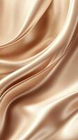 Soft golden silk fabric draping elegantly in a smooth wave pattern under gentle light photo