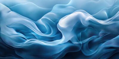 Soft blue fabric flows gracefully in gentle waves, creating a serene and calming atmosphere in this abstract composition photo