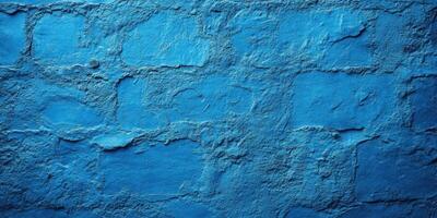 Vibrant blue textured wall creates a striking backdrop in an urban setting photo