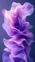 Colorful abstract fabric forms gracefully swirling in purple tones against a deep blue backdrop photo