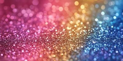 Constructing a vibrant background with shimmering glitter particles in multiple colors ideal for celebrations photo