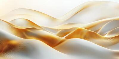 Flowing waves of golden fabric create a serene and elegant atmosphere in soft lighting photo