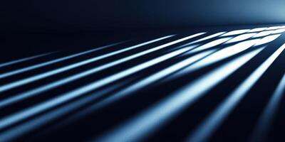 Shadows form intricate patterns from light streaming through window bars in a dimly lit room photo