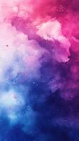 Beautiful abstract watercolor painting featuring vibrant pink and blue hues blending seamlessly in a dreamy composition photo