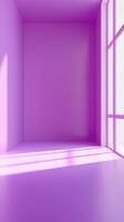 Bright purple interior with minimalistic design and natural light streaming through large windows in a contemporary setting photo
