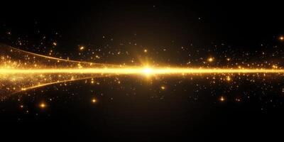 Glimmering stars create a shimmering cosmic landscape with a brilliant golden glow at night photo