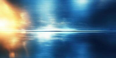 Vibrant abstract reflection of light and color on a serene surface during a tranquil moment photo