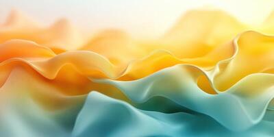 Colorful fabric waves create a soft and inviting abstract pattern in warm hues of orange and blue photo