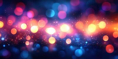Colorful bokeh lights create a vibrant atmosphere during a nighttime celebration or event photo