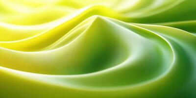 Smooth green fabric draped elegantly with soft waves, showcasing rich texture and vibrant color photo