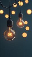 Warm light bulbs create a cozy atmosphere in a dimly lit space during the evening hours photo