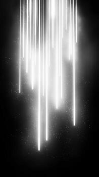 Abstract light display with vertical beams illuminating a dark backdrop at a contemporary art exhibit photo