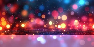 Colorful bokeh lights create a vibrant and festive atmosphere suitable for celebrations or gatherings photo