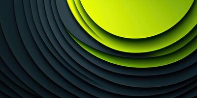 Modern abstract design featuring layered circular patterns in shades of green and dark gray photo