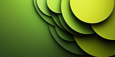 Green abstract design featuring layered circular shapes on a smooth background with varying shades and textures photo