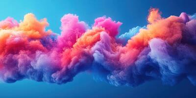 Colorful cloud formations create a vibrant sky display at sunset over a tranquil landscape photo