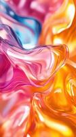 Colorful swirls and patterns created by translucent materials in bright shades of pink, blue, and orange photo