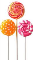 Colorful lollipops on sticks create a vibrant display suitable for any festive occasion photo