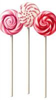 Colorful lollipops in red and white swirl design capture attention at a candy shop display photo
