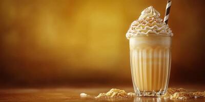 Creamy coffee beverage topped with whipped cream and chocolate swirl, perfect for a cozy afternoon treat photo