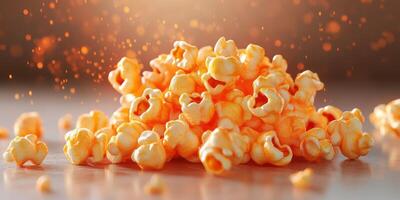 Deliciously warm popcorn stacked high with a sprinkle of flavor in a cozy setting photo