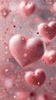 Colorful hearts float in a dreamy atmosphere filled with sparkles and smaller heart shapes during a festive celebration photo