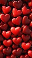 Vibrant red hearts create a striking visual display representing love and affection for various occasions photo