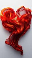 Vibrant red fabric arranged to form a heart shape on a smooth surface, capturing the essence of love and passion photo