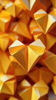 Bright yellow paper hearts stacked together create a cheerful and artistic display, perfect for celebrations or decor photo