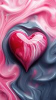 Creative heart design with swirls of pink and gray colors set against a smooth abstract backdrop photo