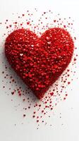 Heart shape created with numerous small red hearts representing love and affection in a minimalist design photo