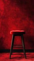 Elegant red stool against a rich red wall creates a striking visual contrast in a modern interior setting photo