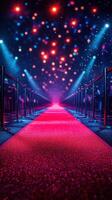 Vibrant red carpet event showcases dazzling lights and glitz at a glamorous venue in the evening atmosphere photo