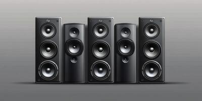 High-quality audio speakers arranged in a modern style on a neutral background photo
