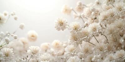 White flowers bloom softly in a serene setting, capturing the essence of tranquility and natural beauty photo